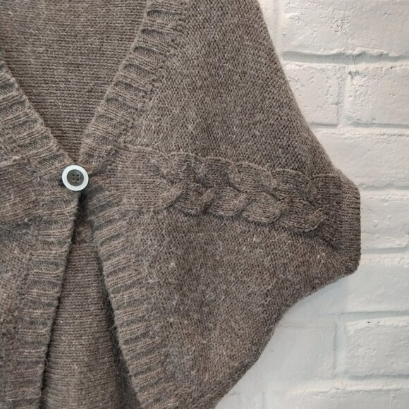 Vintage Italy Made Cardigan Women S M Brown Chunky Cable Knit Wool Blend Sweater - Picture 6 of 9